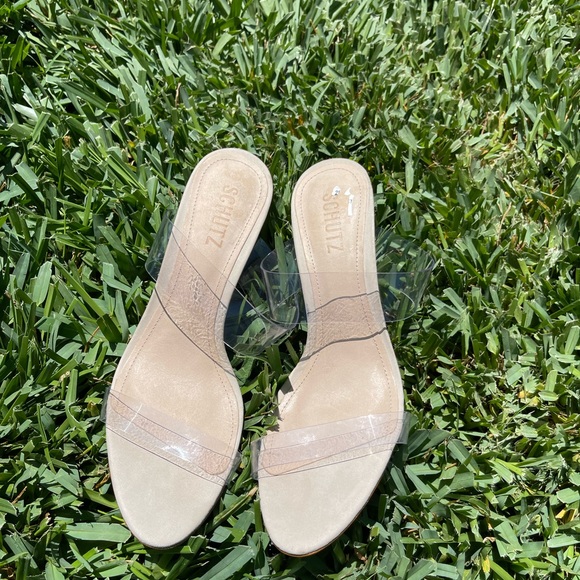 SCHUTZ🍁🍂Arielle clear strap Natural Sandal Size 9.5 womens - Picture 12 of 16